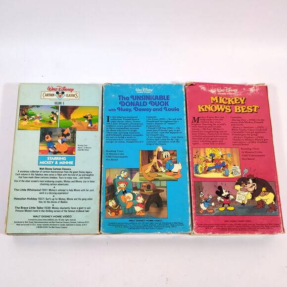 Disney VHS Lot 3 Mickey Knows Best, Unsinkable Donald Duck, Cartoon Classics 6 - Picture 2 of 4